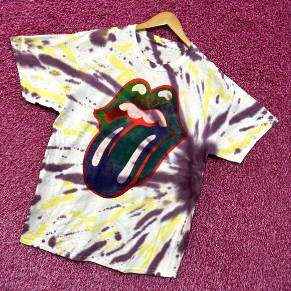 The Rolling Stones Psychedelic Hot Lips Rock Tie Dye L - Picture 3 of 4